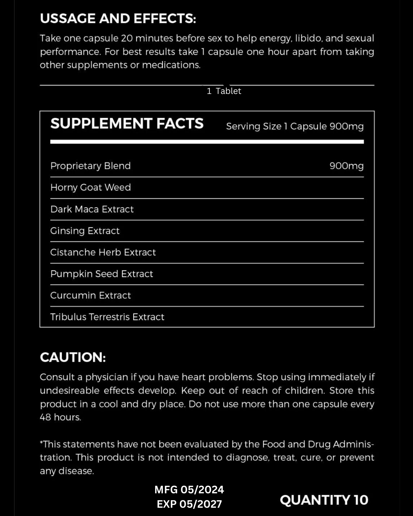 10 GOLD AWSOME STRENGTH Male Support Supplement